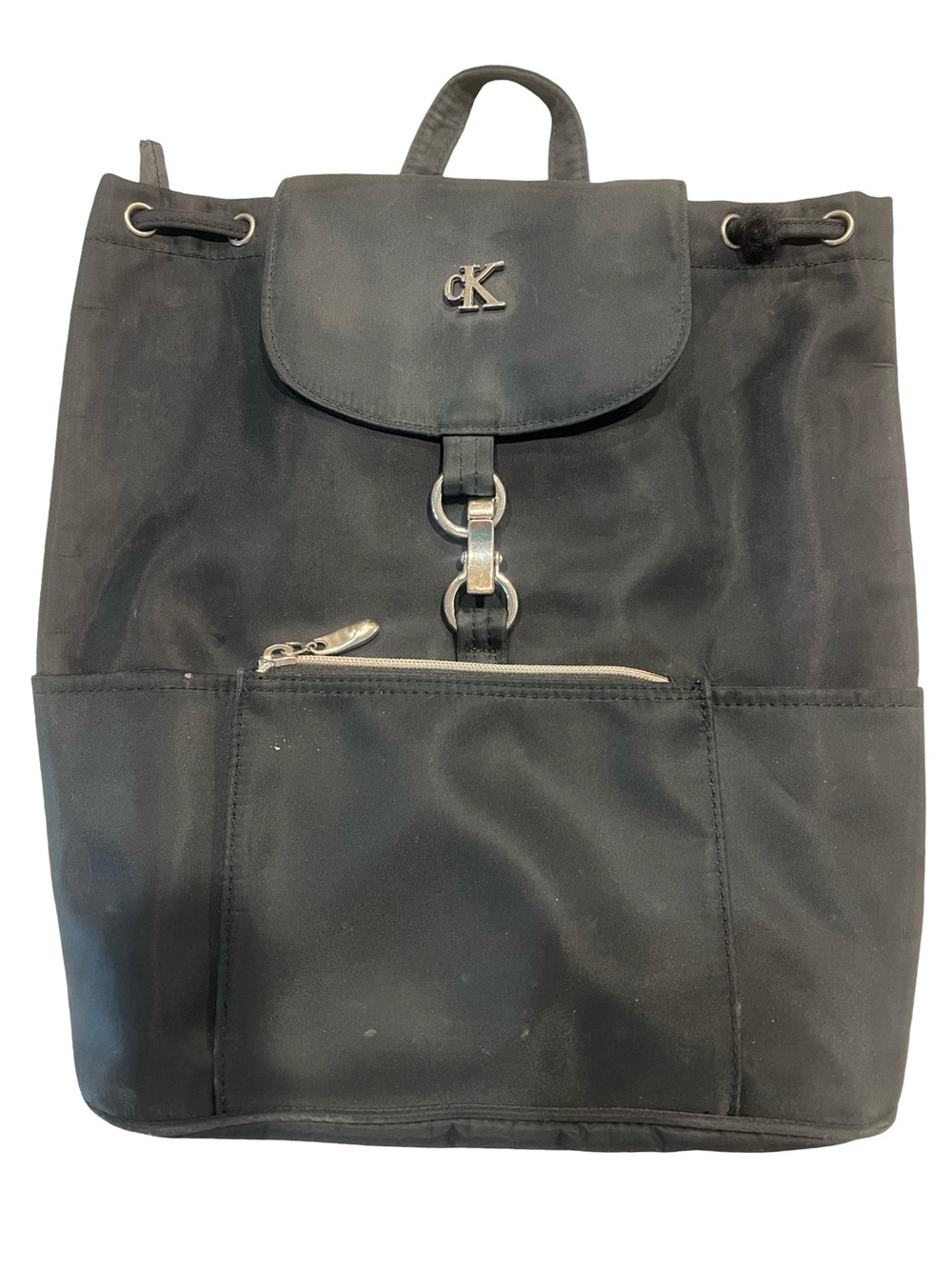 Calvin Klein Black Nylon Backpack with Front Zip